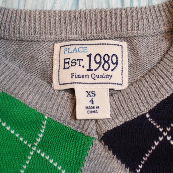 Place Boys Size 4 Gray Argyle Pullover Sweater NWT - Picture 6 of 8